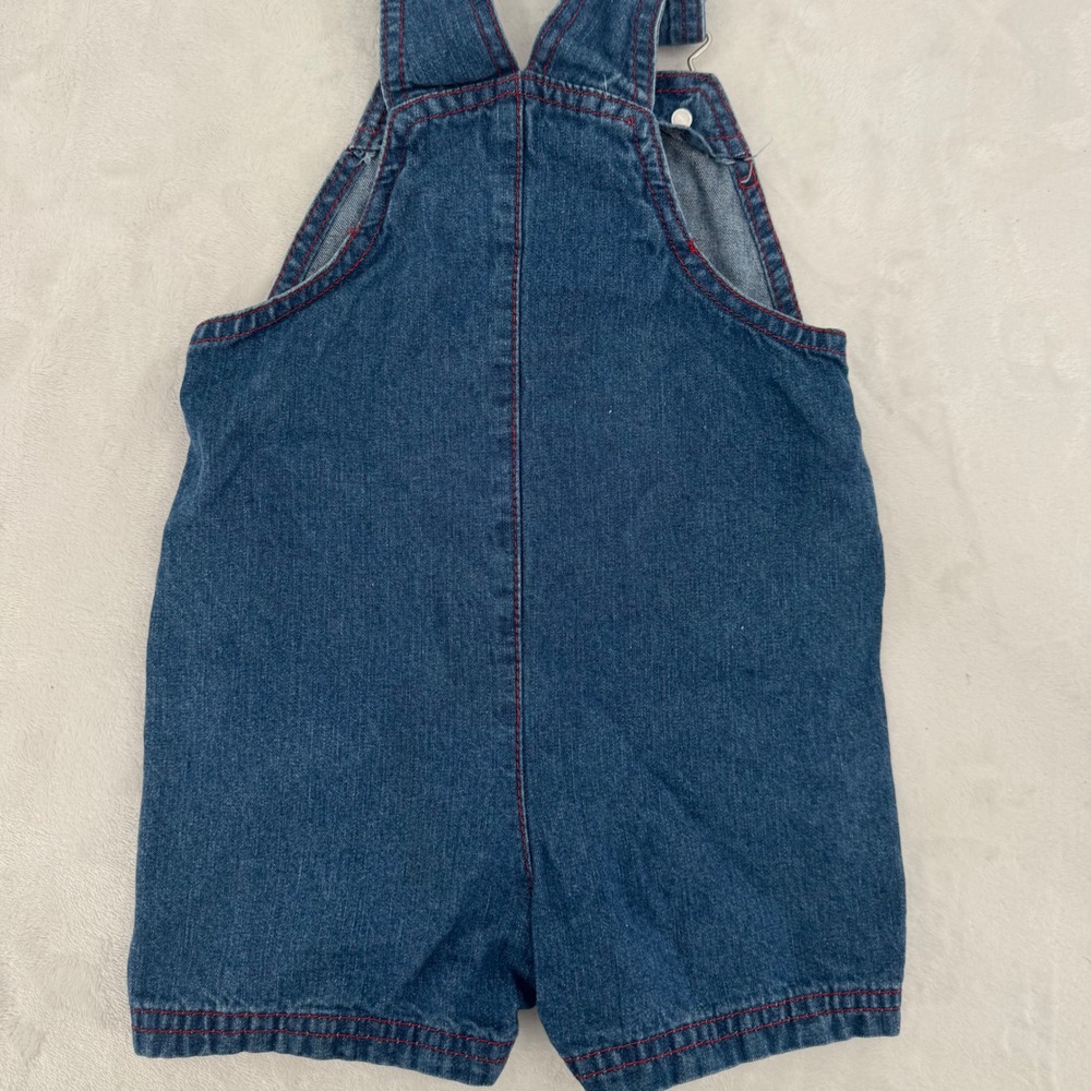 Kids Construction Theme Denim Shortalls 18 Months Vintage Embroidered Overalls - Picture 6 of 6